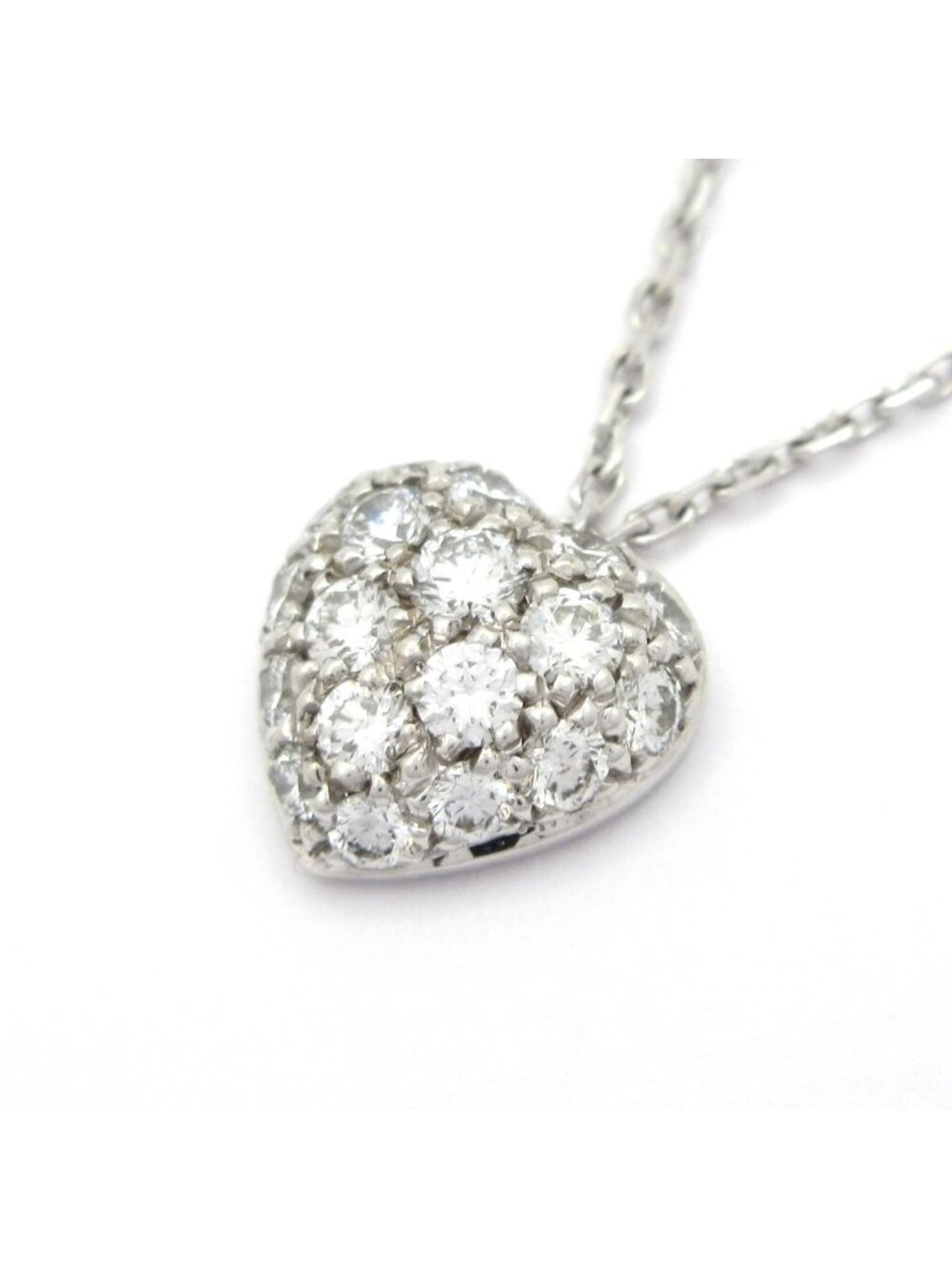 Cartier Necklace 18k White Gold Diamond Pave Heart